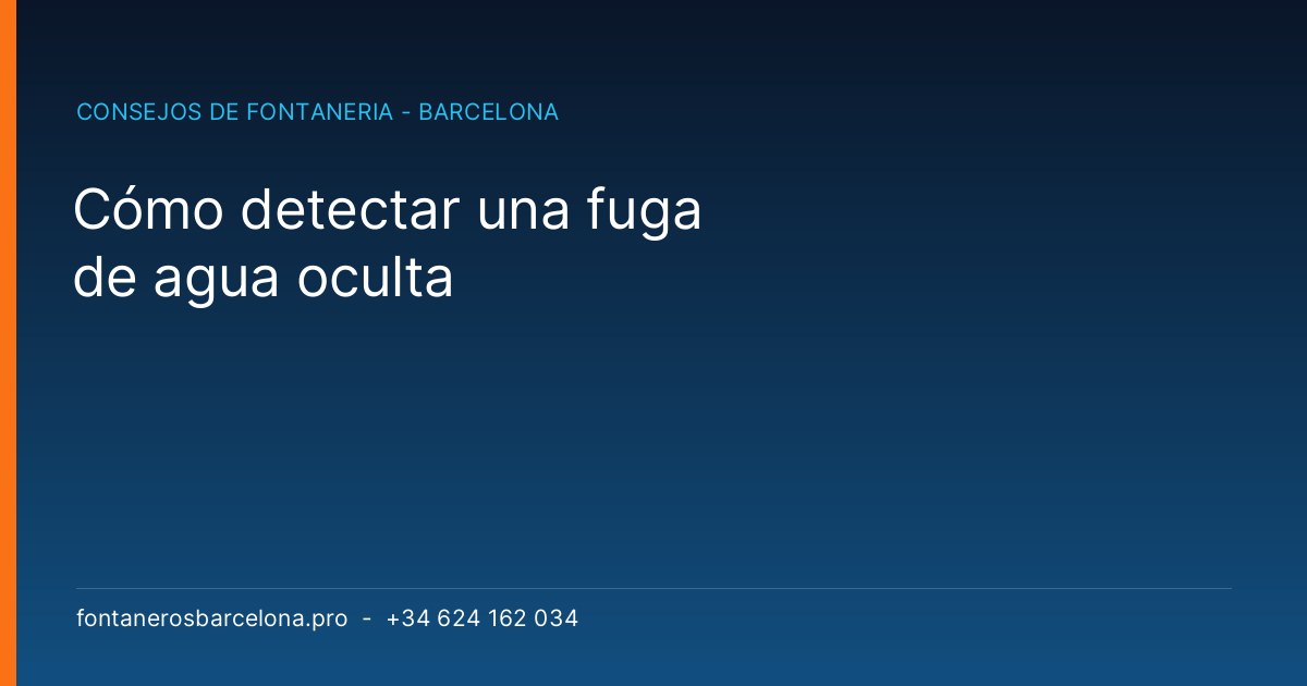 Cómo detectar una fuga de agua oculta - Fontaneros Barcelona Pro