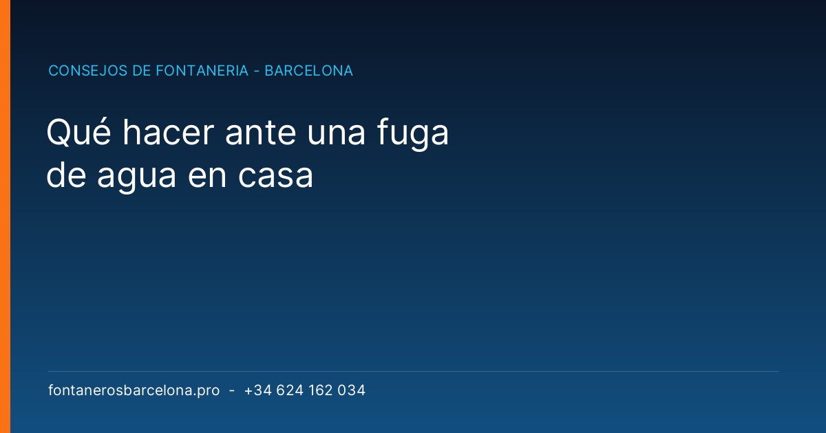 Qué hacer ante una fuga de agua en casa - Fontaneros Barcelona Pro